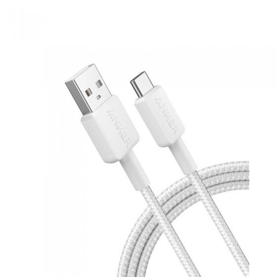 CABLE ANKER 322 USB-A TO USB-C TRENZADO 1.8M 45W WHITE