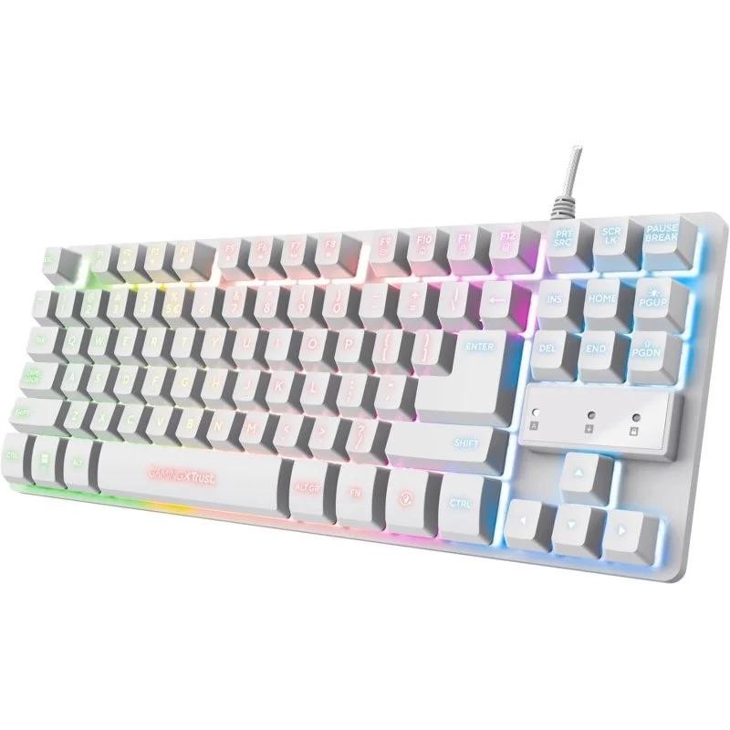 TECLADO TRUST GAMING GXT 833W THADO METALICO USB RGB WHITE